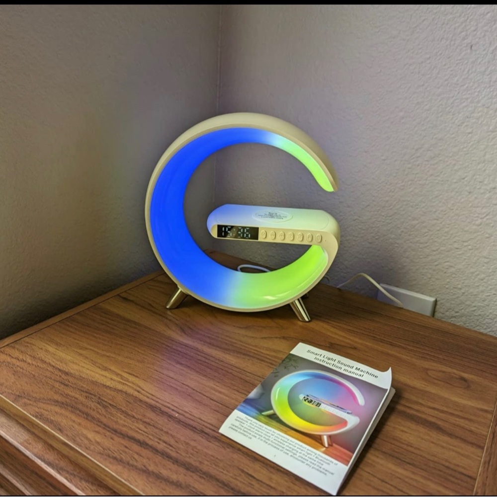 Smart Light LED Wireless Charger Bluetooth Speaker Alarm Clock- (White or Black)